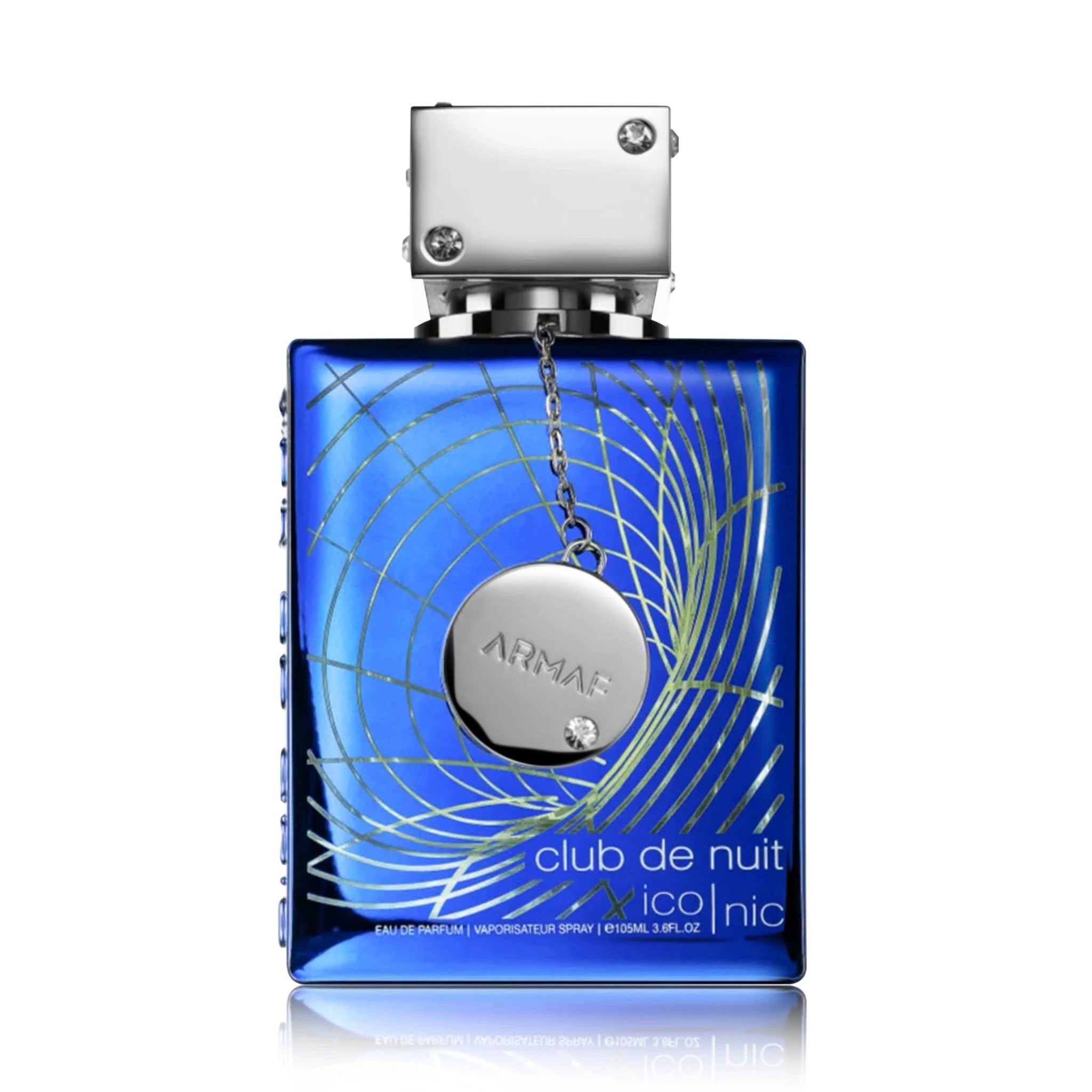 Foto frontal del Club de Nuit Blue Iconic Armaf Eau de Parfum Para Hombre fondo blanco